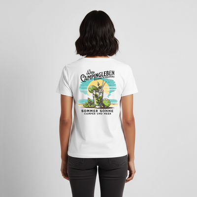 Das Campingleben - Damen Camping T-Shirt - Weiß