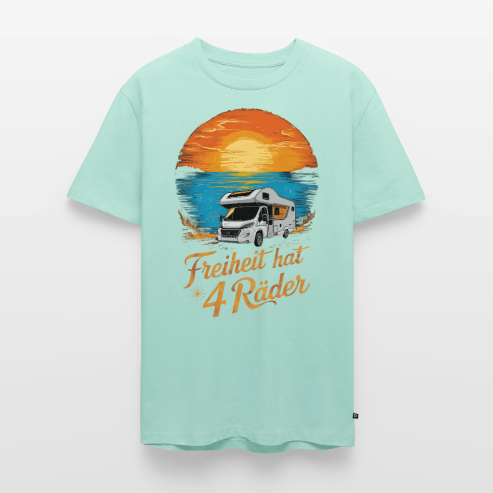Freiheit hat 4 Räder - Herren Camping T-Shirt - Wohnmobil - Mint 