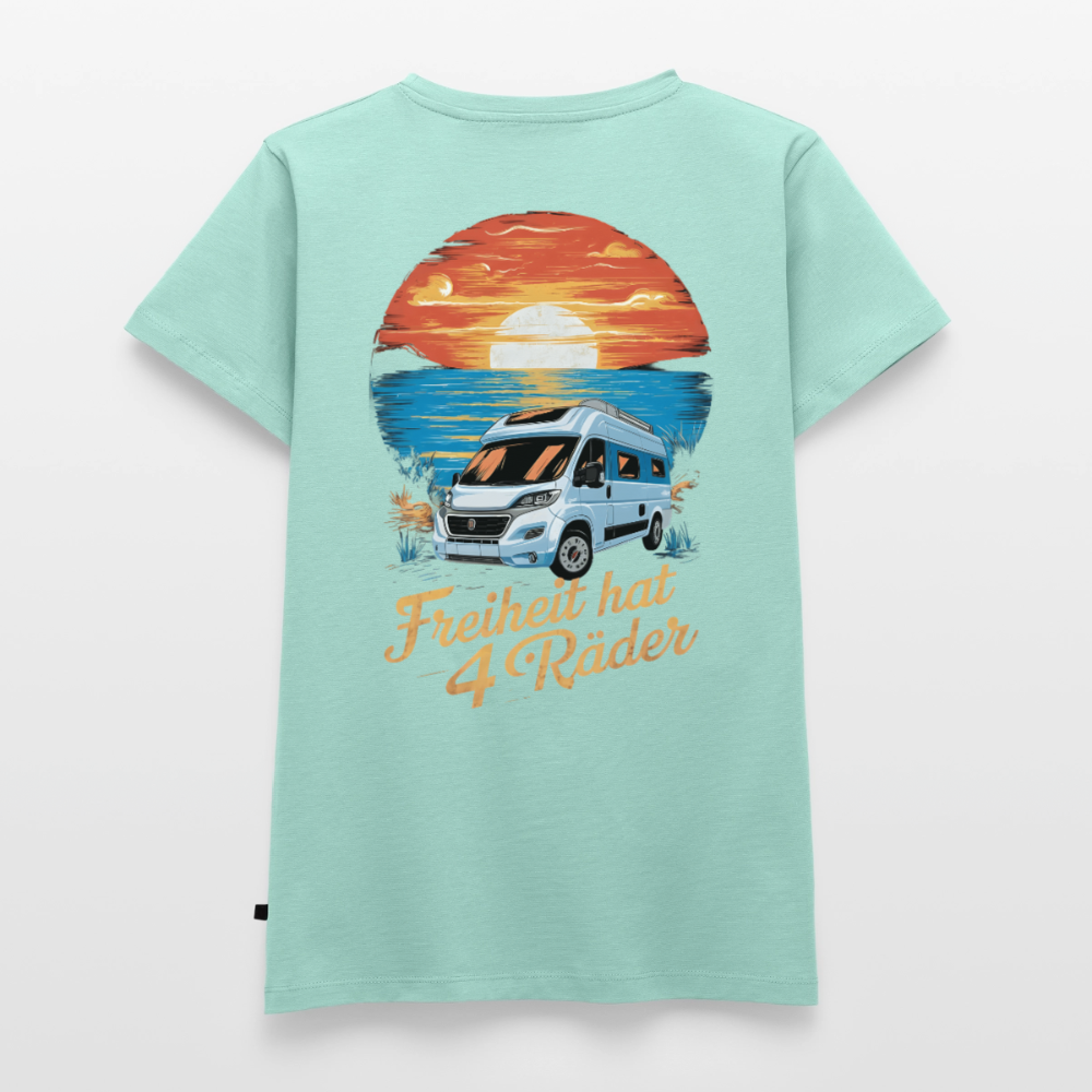 Freiheit hat 4 Räder - Damen Camping T-Shirt - Van - Mint 