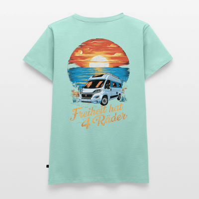 Freiheit hat 4 Räder - Damen Camping T-Shirt - Van - Mint 