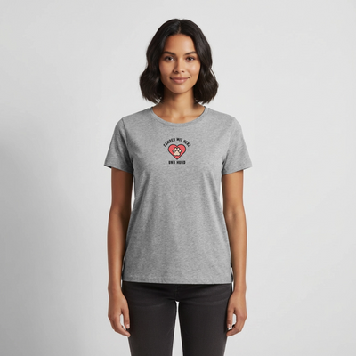 Herz und Hund - Damen Camping T-Shirt - Grau meliert
