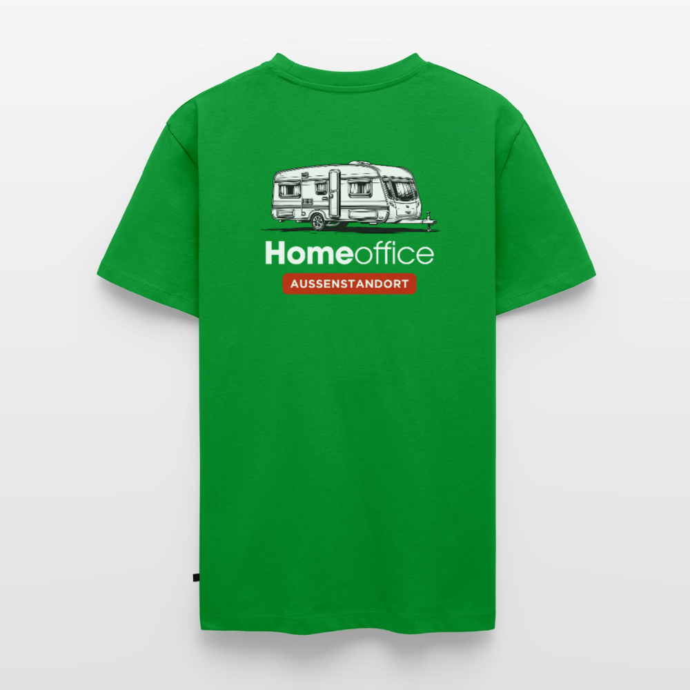 Wohnwagen Homeoffice - Herren Camping T-Shirt - Rückendruck - Grün