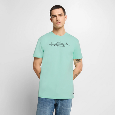 Herzschlag EKG Bulli - Herren Camping T-Shirt - Mint 