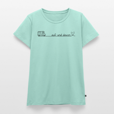 Auf und Davon - Damen Camping T-Shirt - Wohnmobil - Mint 