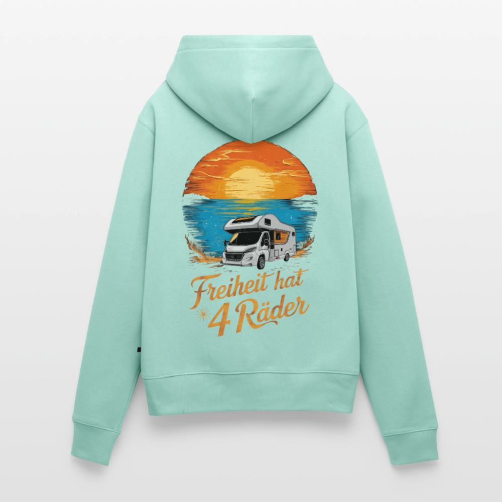 SS - Freiheit hat 4 Räder - Damen Camping Hoodie - Wohnmobil - Mint 