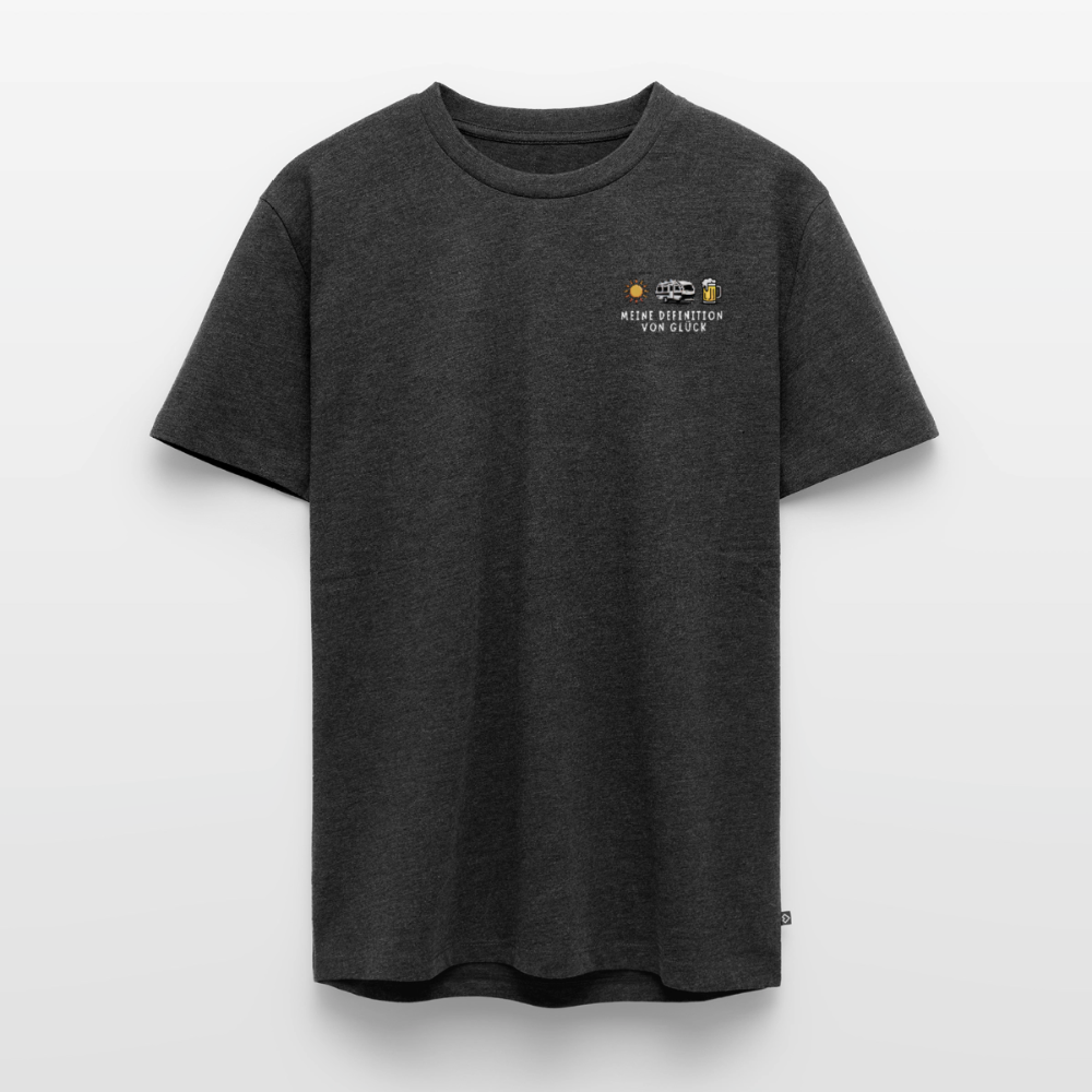 Definition von Glück - Herren Camping T-Shirt - Wohnwagen - Anthrazit meliert
