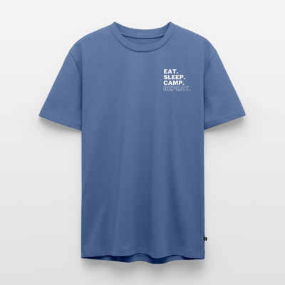 Eat Sleep Camp Repeat - Herren Camping T-Shirt - Taubenblau