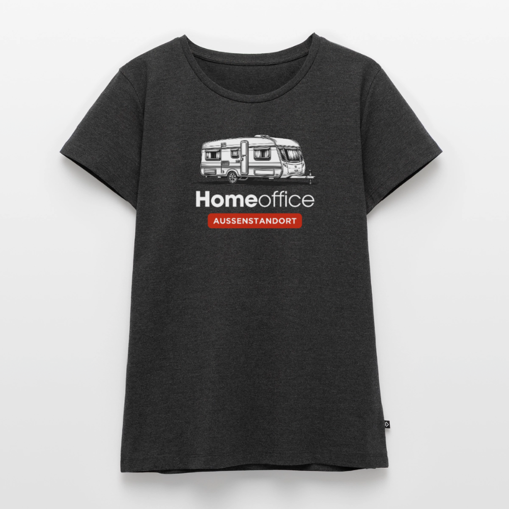 Wohnwagen Homeoffice - Damen Camping T-Shirt - Anthrazit meliert