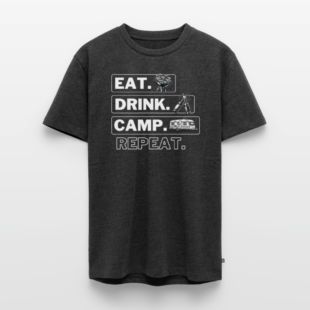 Eat Drink Camp - Herren Camping T-Shirt - Wohnwagen - Anthrazit meliert