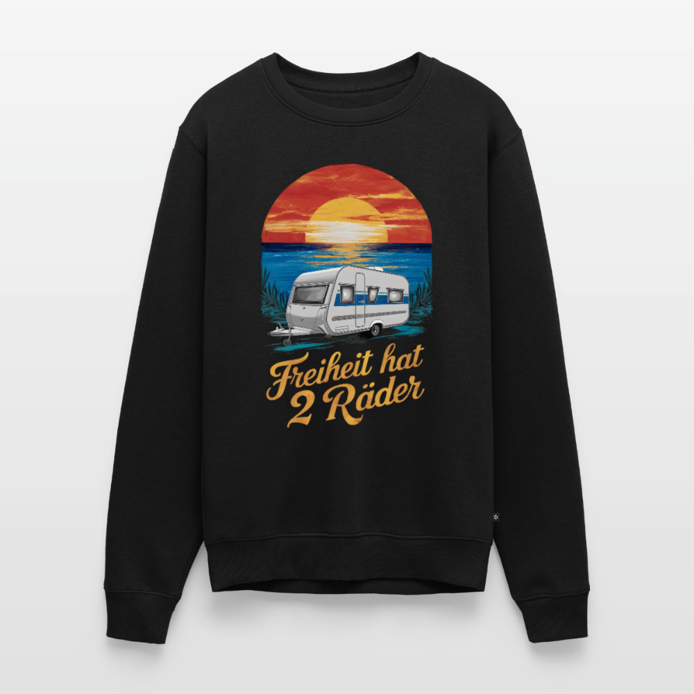 Freiheit hat 2 Räder - Herren Camping Sweatshirt - Wohnwagen - Schwarz