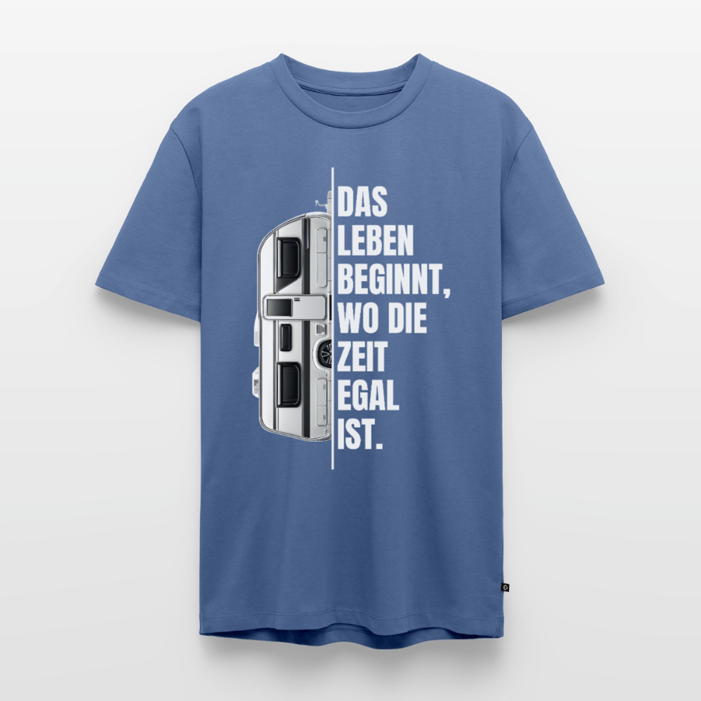 Camping ist Zeitlos - Herren Camping T-Shirt - Wohnwagen - Taubenblau