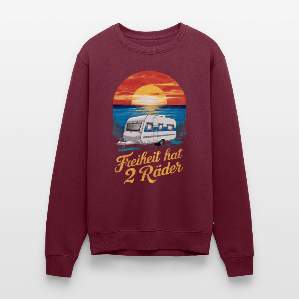 Freiheit hat 2 Räder - Herren Camping Sweatshirt - Wohnwagen - Burgunderrot