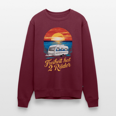 Freiheit hat 2 Räder - Herren Camping Sweatshirt - Wohnwagen - Burgunderrot