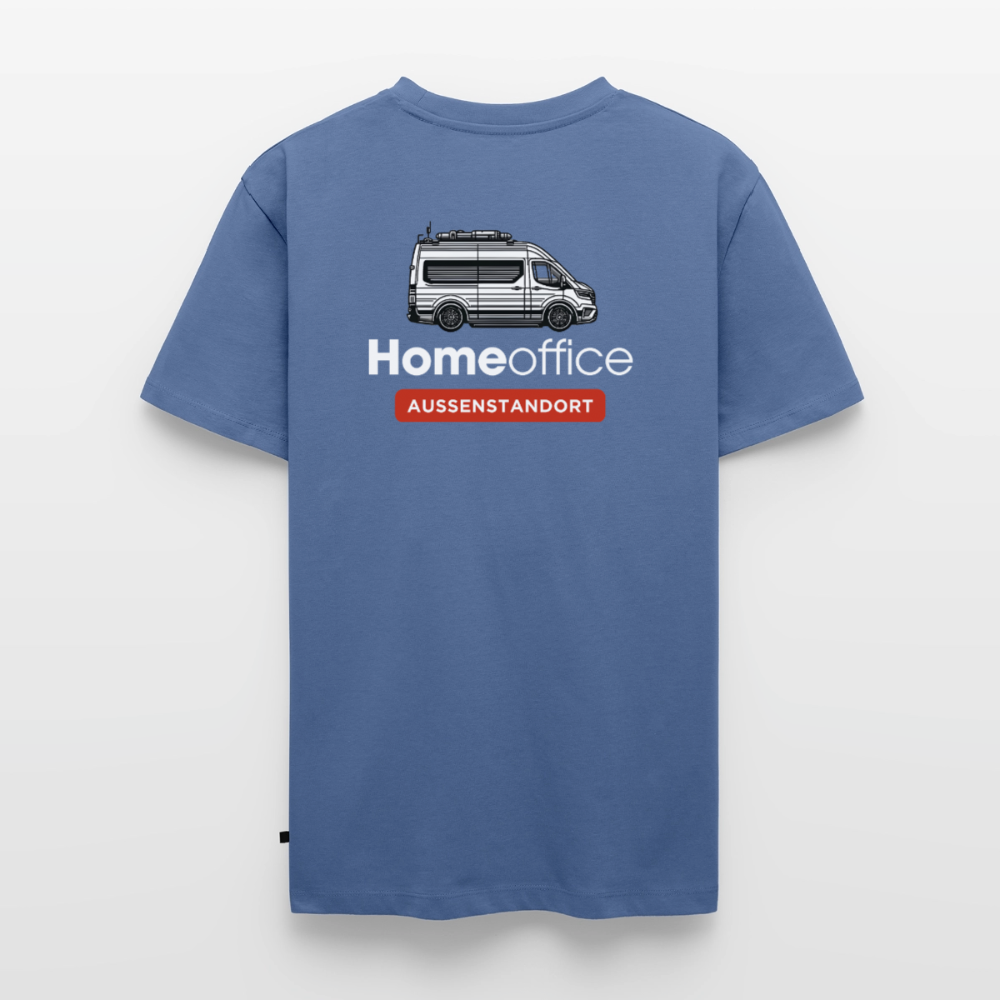 Vanlife Homeoffice - Herren Camping T-Shirt - Rückendruck - Taubenblau