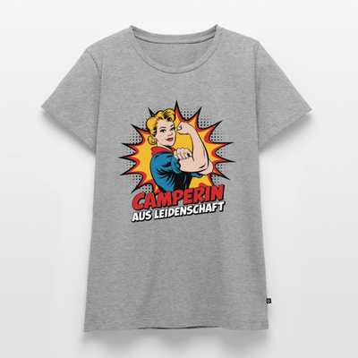 Camperin aus Leidenschaft - Damen Camping T-Shirt - Grau meliert
