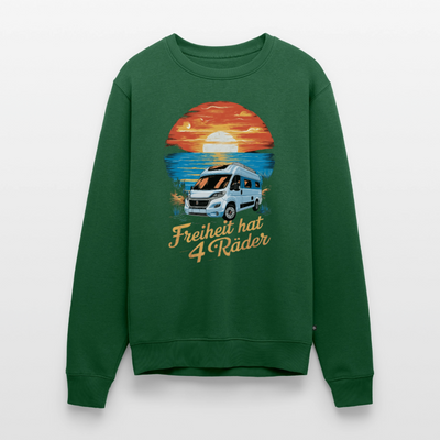 Freiheit hat 4 Räder - Herren Camping Sweatshirt - Vanlife - Flaschengrün