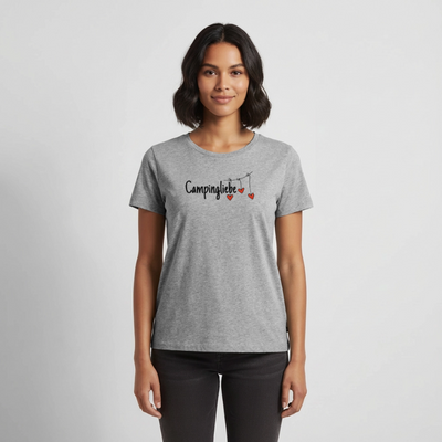 Campingliebe - Damen Camping T-Shirt - Grau meliert