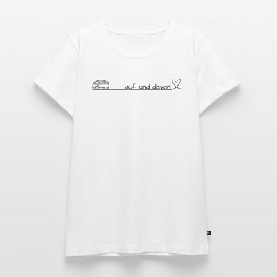 Auf und Davon - Damen Camping T-Shirt - Bulli - Weiß