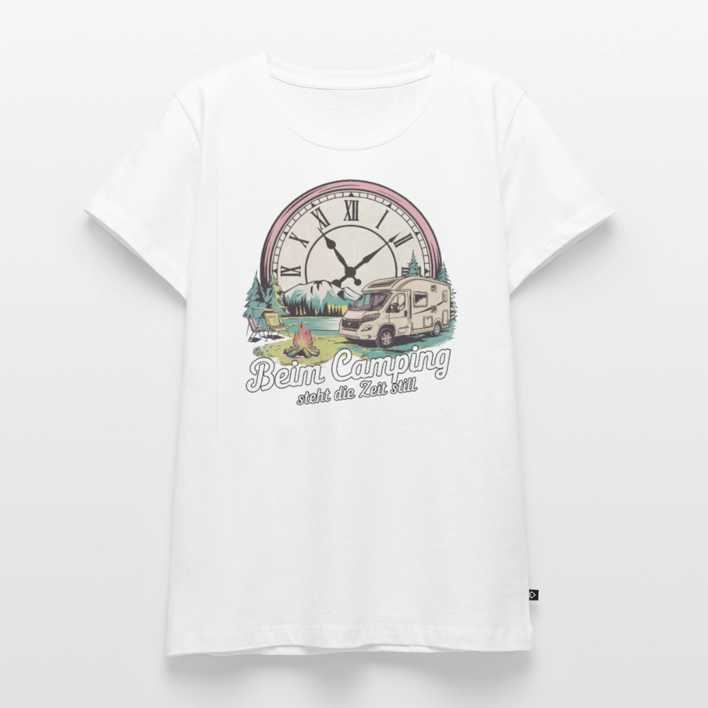 Zeit steht still - Damen Camping T-Shirt - Wohnmobil - Weiß