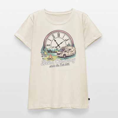 Zeit steht still - Damen Camping T-Shirt - Wohnmobil - Naturweiß