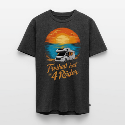 Freiheit hat 4 Räder - Herren Camping T-Shirt - Wohnmobil - Anthrazit meliert