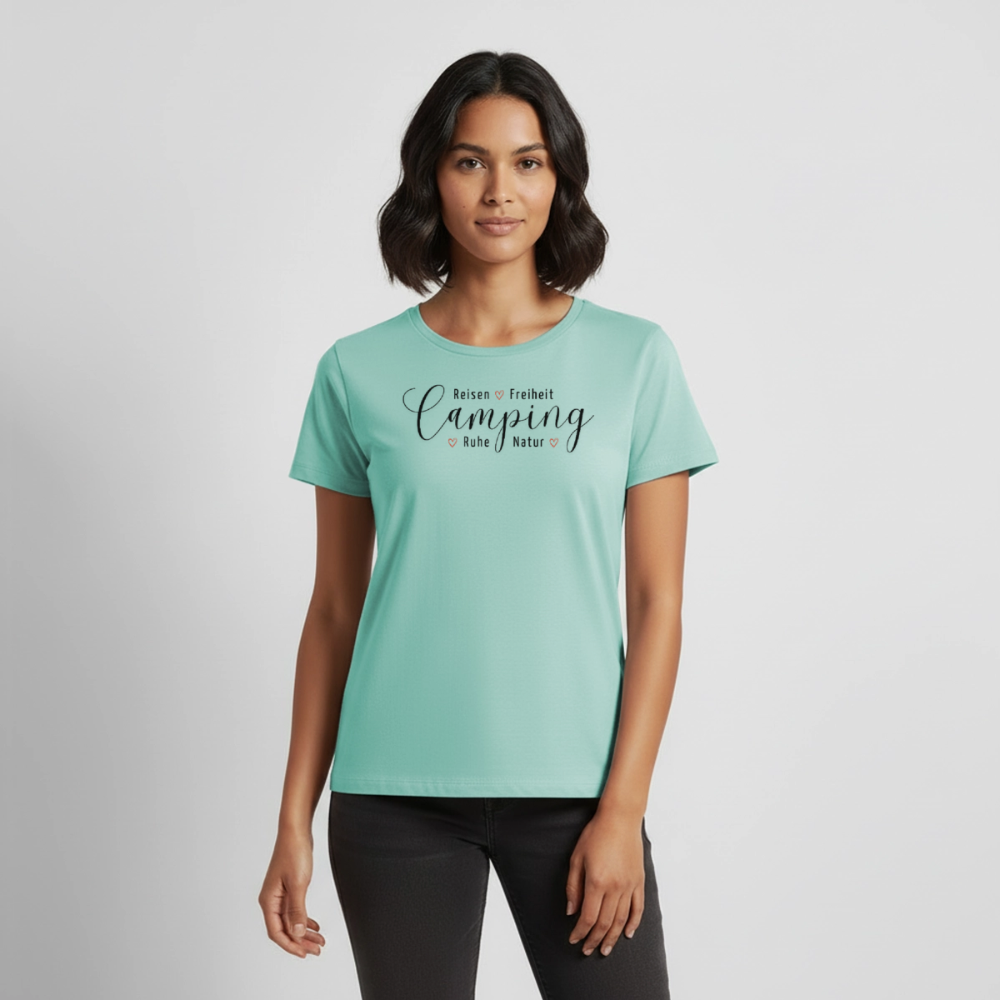Camping Lifestyle Liebe - Damen Camping T-Shirt - Mint 