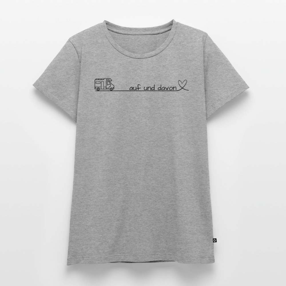 Auf und Davon - Damen Camping T-Shirt - Wohnmobil - Grau meliert