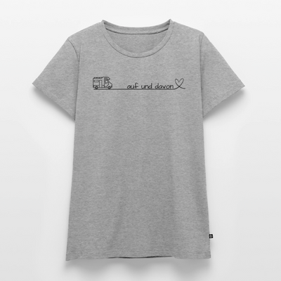 Auf und Davon - Damen Camping T-Shirt - Wohnmobil - Grau meliert