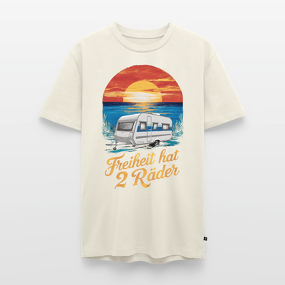 Freiheit hat 2 Räder - Herren Camping T-Shirt - Wohnwagen - Naturweiß