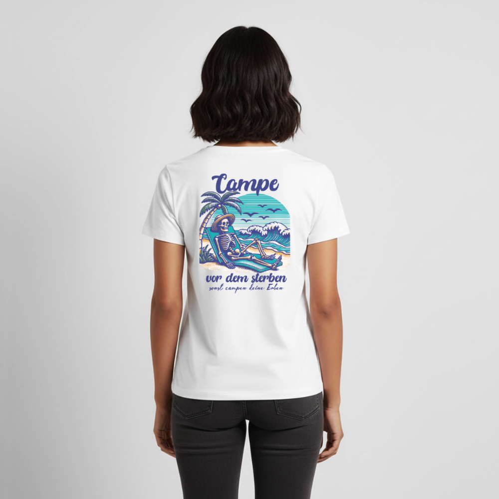 Campe Jetzt - Damen Camping T-Shirt - Weiß