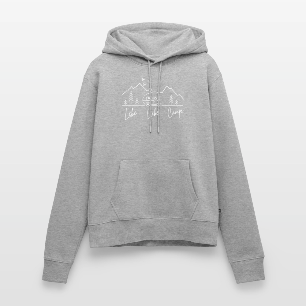Lebe Liebe Campe - Damen Camping Hoodie - Grau meliert