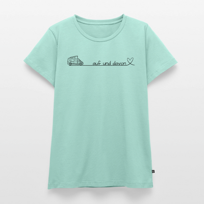 Auf und Davon - Damen Camping T-Shirt - Bulli / Van - Mint 