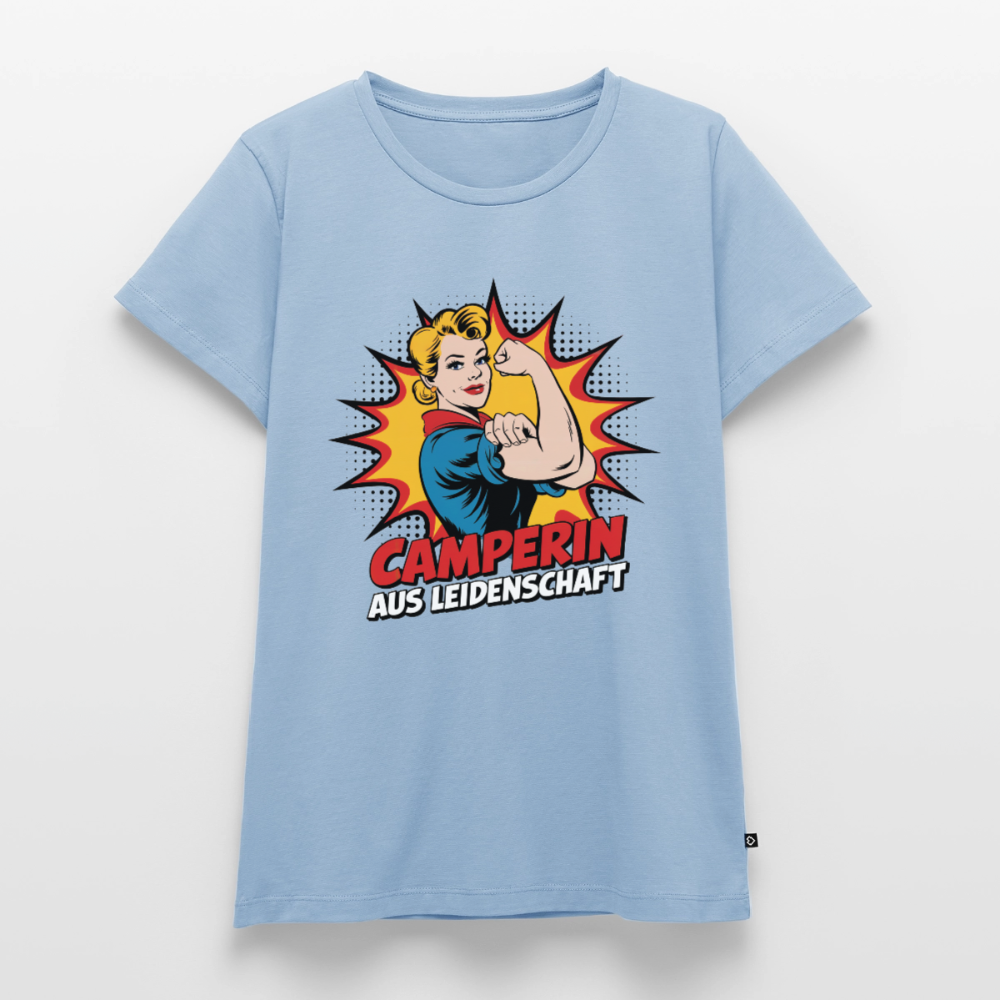 Camperin aus Leidenschaft - Damen Camping T-Shirt - Hellblau