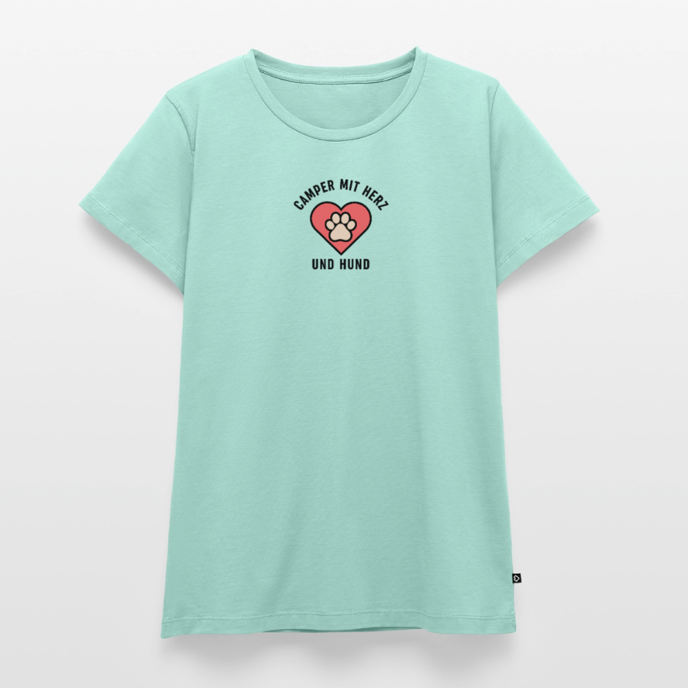 Herz und Hund - Damen Camping T-Shirt - Mint 