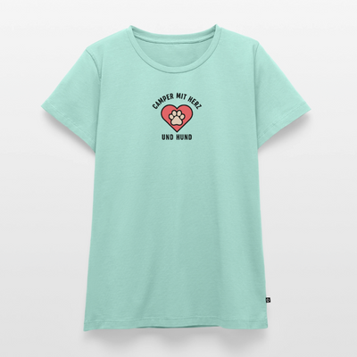 Herz und Hund - Damen Camping T-Shirt - Mint 