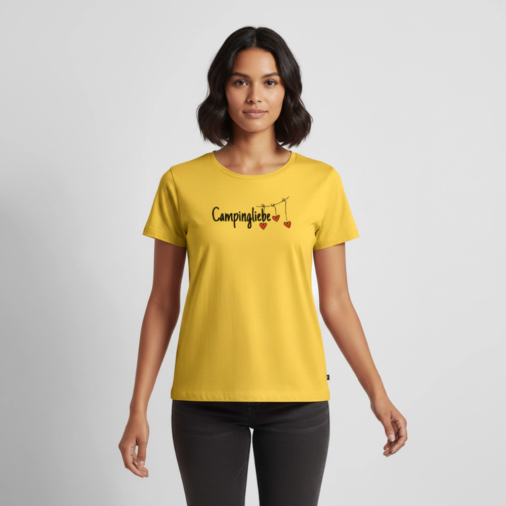 Campingliebe - Damen Camping T-Shirt - Sonnengelb