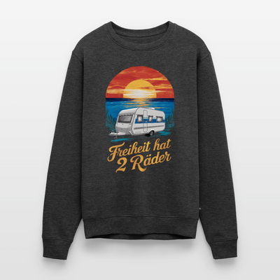 Freiheit hat 2 Räder - Herren Camping Sweatshirt - Wohnwagen - Anthrazit meliert