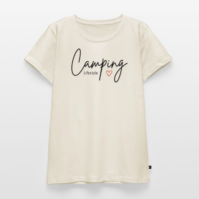 Camping Lifestyle Liebe - Damen Camping T-Shirt - Naturweiß
