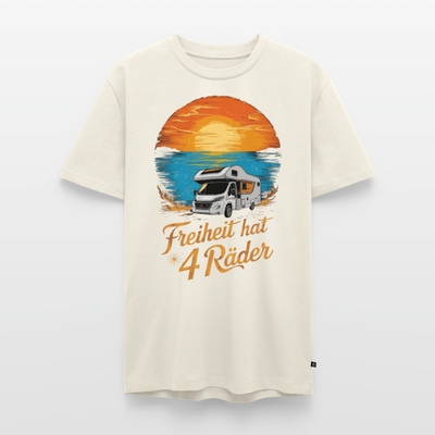 Freiheit hat 4 Räder - Herren Camping T-Shirt - Wohnmobil - Naturweiß