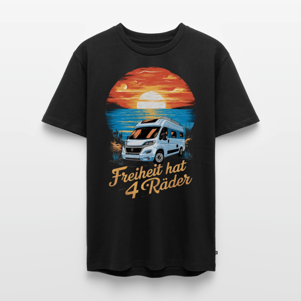 Freiheit hat 4 Räder - Herren Camping T-Shirt - Vanlife - Schwarz