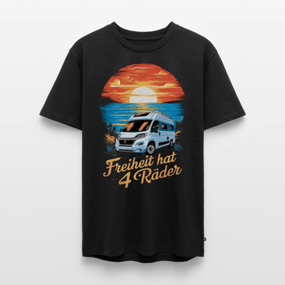 Freiheit hat 4 Räder - Herren Camping T-Shirt - Vanlife - Schwarz