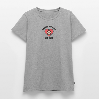 Herz und Hund - Damen Camping T-Shirt - Grau meliert