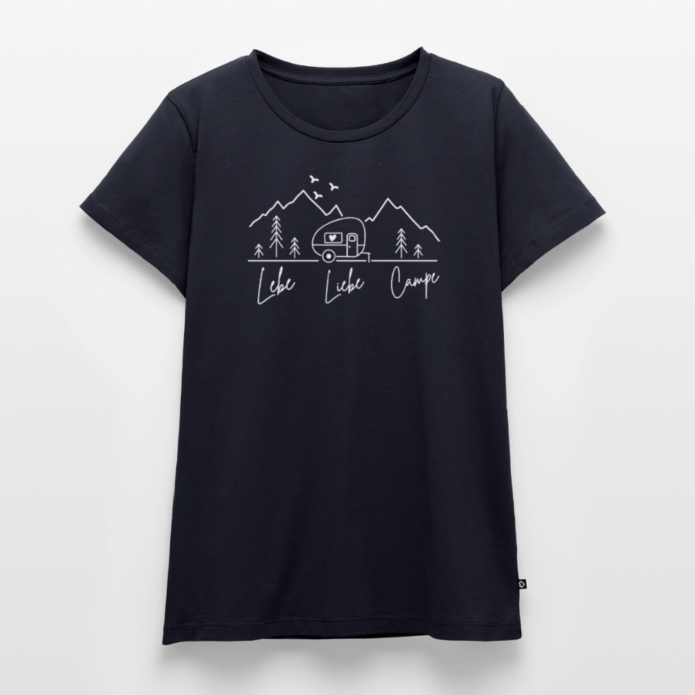 Lebe Liebe Campe - Damen Camping T-Shirt - Navy