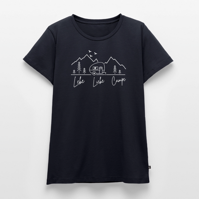 Lebe Liebe Campe - Damen Camping T-Shirt - Navy