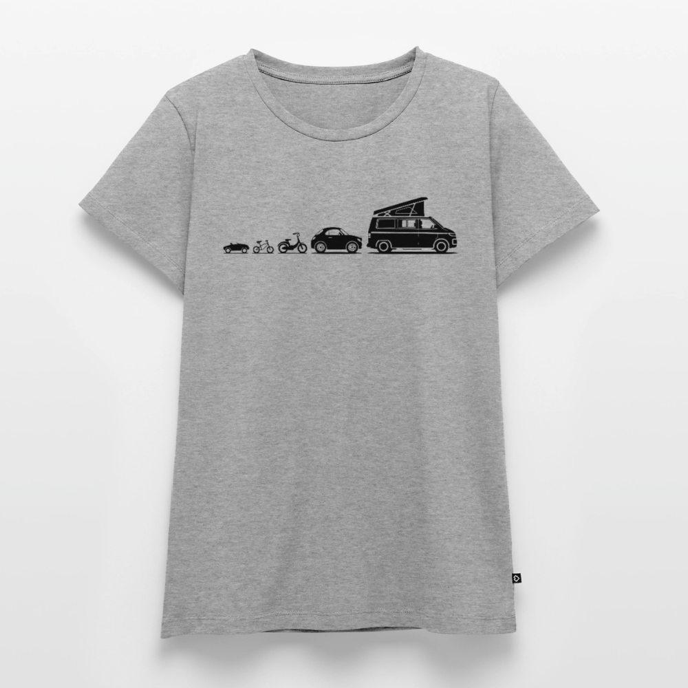 Evolution Bulli - Damen Camping T-Shirt - Grau meliert