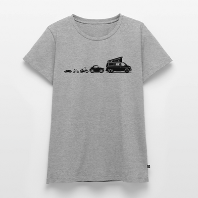 Evolution Bulli - Damen Camping T-Shirt - Grau meliert