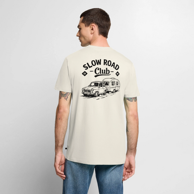 Slow Road Club - Herren Camping T-Shirt - Naturweiß