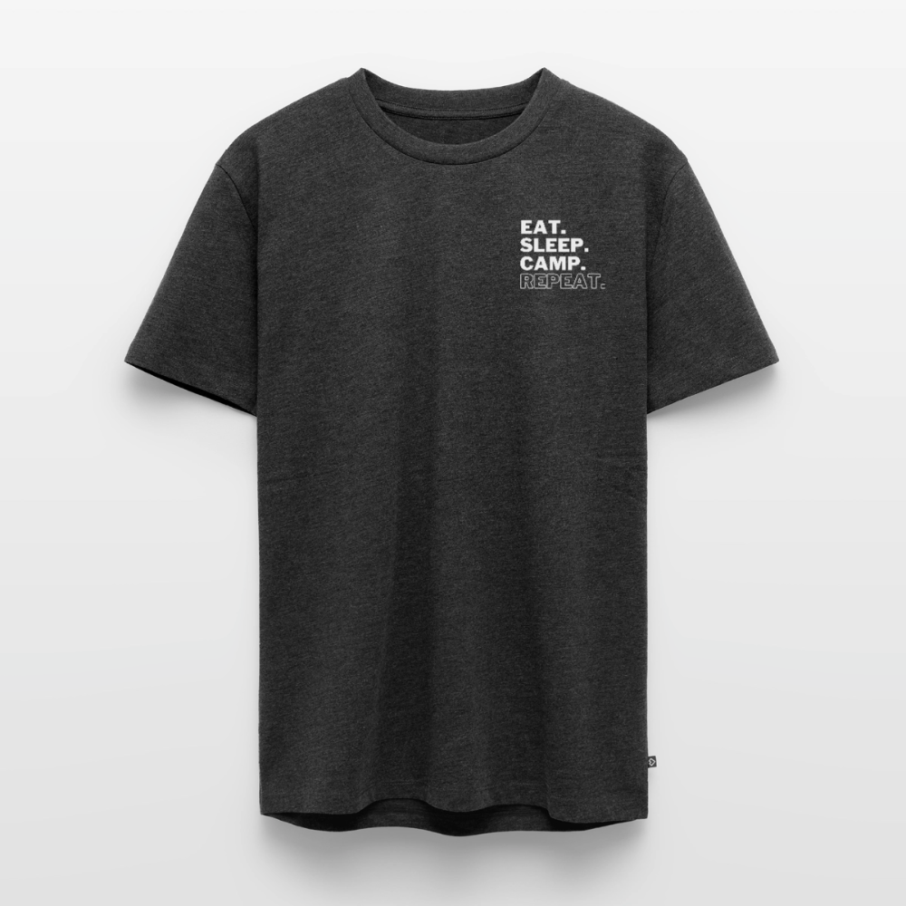 Eat Sleep Camp Repeat - Herren Camping T-Shirt - Anthrazit meliert