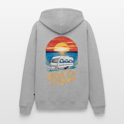 Freiheit hat 2 Räder - Herren Camping Hoodie - Wohnwagen - Grau meliert