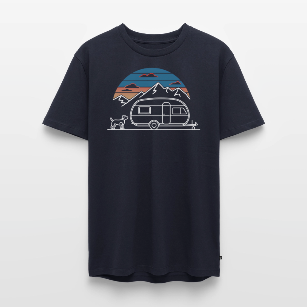 Wohnwagen mit Hund - Herren Camping T-Shirt - Navy